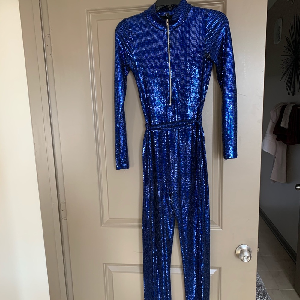 Blue sequin jumpsuit